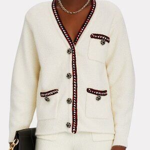 Self-Portrait Metallic Knit Cardigan Sweater